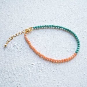 Genuine Pink Angel Skin Momo Coral and Turquoise Bracelet